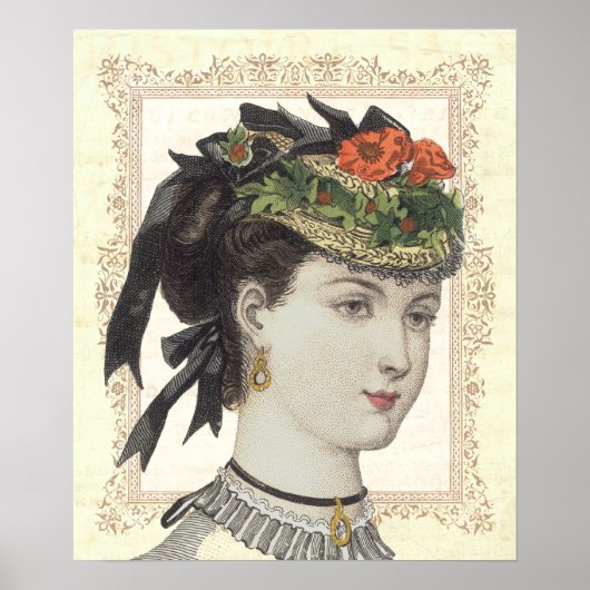 Franse  Mode Lady Poppies in Pet Poster (Voorkant)
