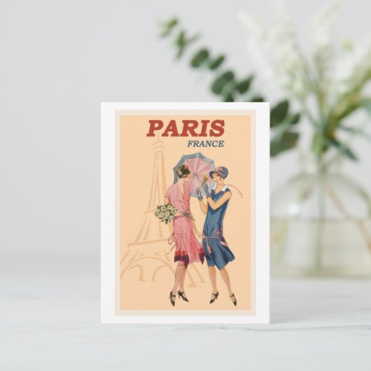 Franse Mode Paris Frankrijk Retro Reizen Briefkaart (Staand voorkant)