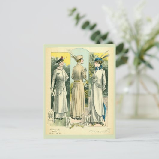  Franse Mode Sketch Briefkaart (Staand voorkant)