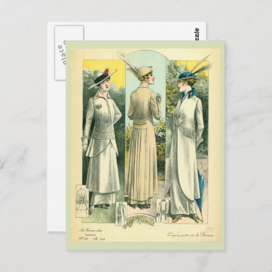 Franse Mode Sketch Briefkaart (Voorkant / Achterkant)