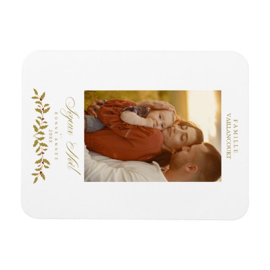 Franse Modern Elegant Chic-kerstfotoserie Magneet (Horizontaal)