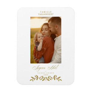 Franse Moderne Elegante Chic Kerst Foto Familie Magneet