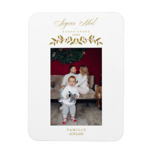 Franse Moderne Elegante Joyeux Noël Foto Familie Magneet