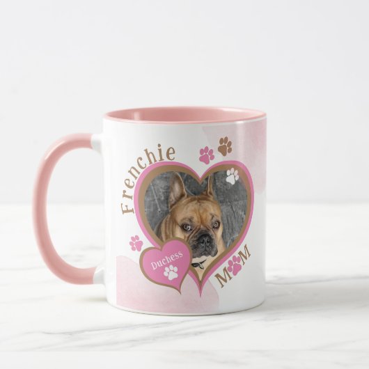 Franse Moeder Franse Bulldog Aangepaste Fotobeker Mok (Links)