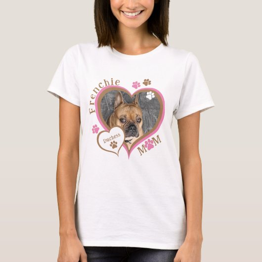 Franse Moeder Franse Bulldog Foto Persoonlijk T-shirt (Voorkant)