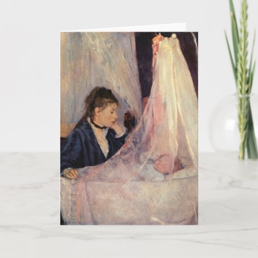 Franse moeder kijkt naar Bassinette Kaart (Voorkant)