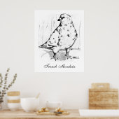 Franse Mondain Duif 1978 Poster (Keuken)