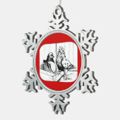 Franse Mondain Duiven 1981 Tin Sneeuwvlok Ornament (Rechts)