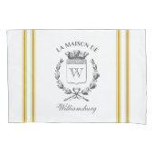  Franse Mosterd Ticking Tape Kussensloop (Voorkant-Links)