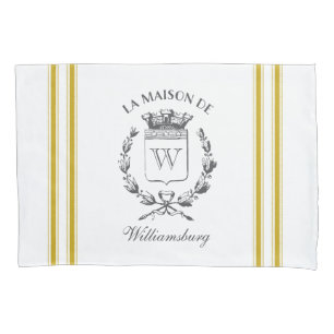 Franse Mosterd Ticking Tape Kussensloop