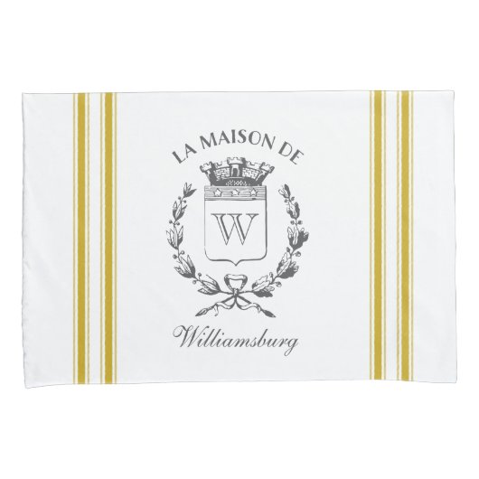  Franse Mosterd Ticking Tape Kussensloop (Voorkant-Rechts)