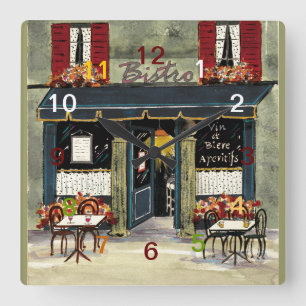 Franse muurklok van Bistro Vierkante Klok