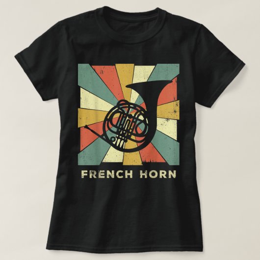 Franse Muziekretro voor Horn Player1 T-shirt (Design voorkant)
