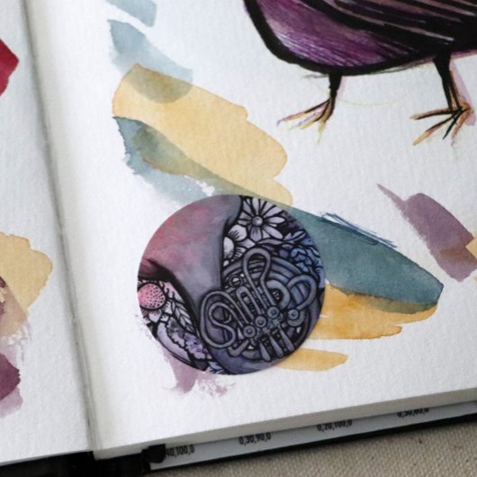 Franse muzieleraar Horn Band Ronde Sticker