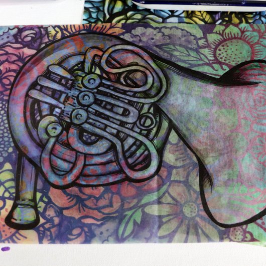 Franse muzieleraar Horn Band Tissuepapier