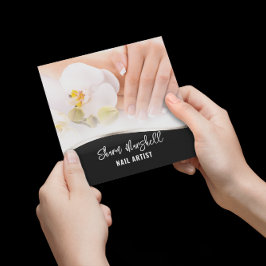 Franse nagels & orchideeën manicure pedicure salon vierkante visitekaartje