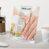 Franse nagels & orchideeën manicure salon prijslij reclamebord met voetstuk (Insitu)