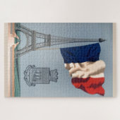 Franse nationale vlag Eiffeltoren - oud Legpuzzel (Horizontaal)