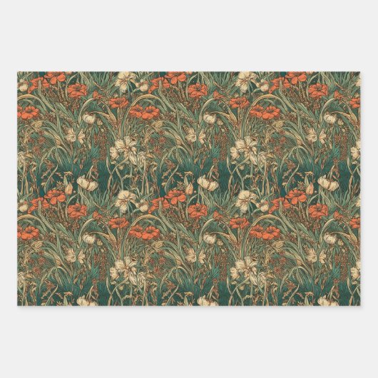 Franse, , nieuwe geïnspireerde wilde bloemen inpakpapier vel (Voorkant)