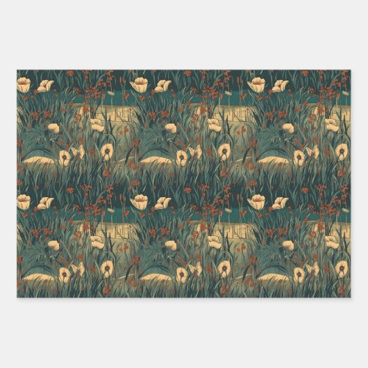 Franse, , nieuwe geïnspireerde wilde bloemen inpakpapier vel (Voorkant)