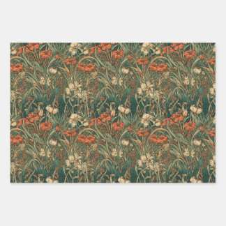 Franse, , nieuwe geïnspireerde wilde bloemen inpakpapier vel