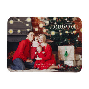 Franse Noël Moderne Elegante Chique Foto Familie Magneet