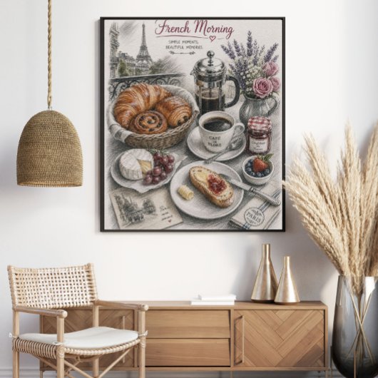 Franse ochtend in Parijs ontbijt Poster