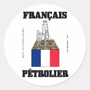 Franse Oilman, Olieveld Sticker, Olieplatforms, Ol Ronde Sticker