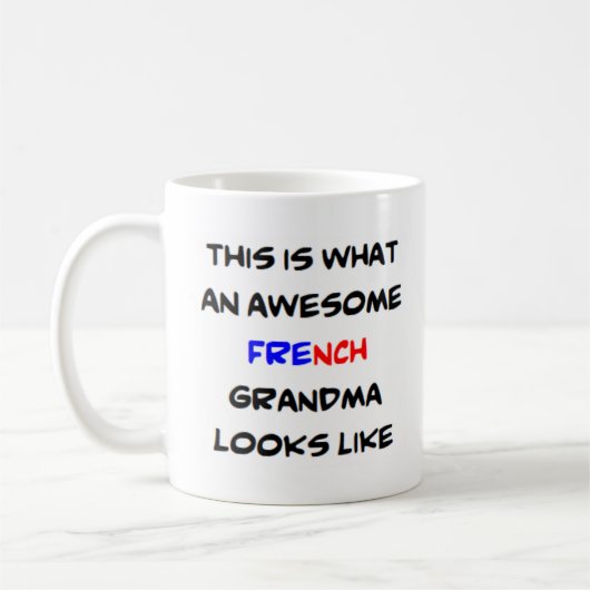 franse oma , geweldige koffiemok (Links)