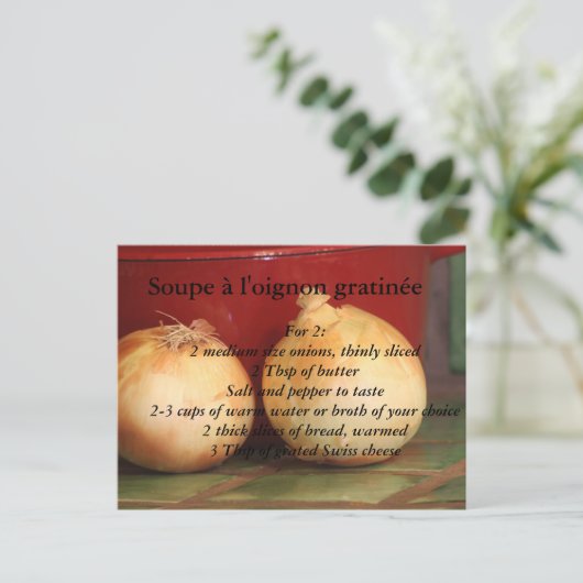 Franse "Onion Soup au gratin" Briefkaart (Staand voorkant)