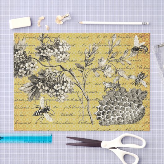  Franse ontkoppeling van bijen en bloemen Tissuepapier (Craft)