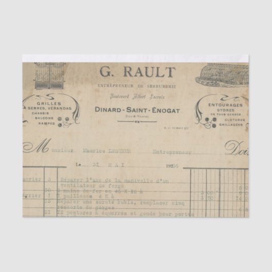 Franse ontvangst tissuepapier (Voorkant)