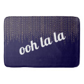 Franse Ooh La La Navy Blue Gold String Lights Badmat (Voorkant)