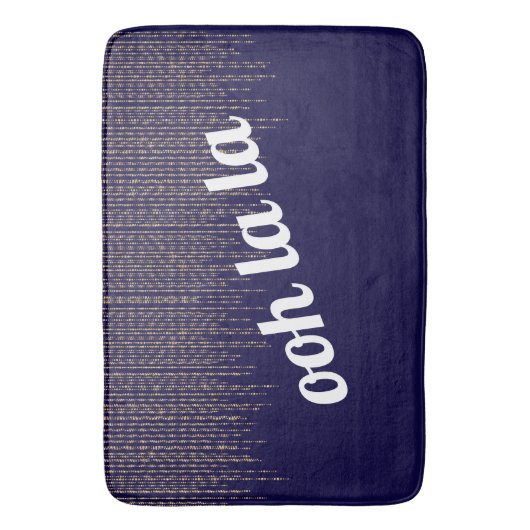 Franse Ooh La La Navy Blue Gold String Lights Badmat (Voorkant Verticaal)