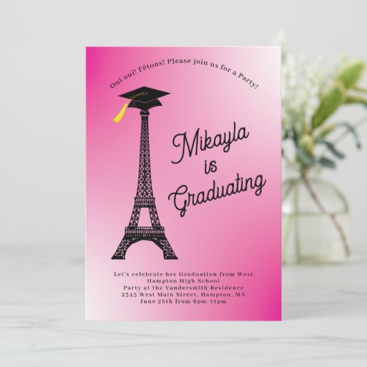 Franse opgraafpartij Eiffel Tower Pink Kaart (Staand voorkant)