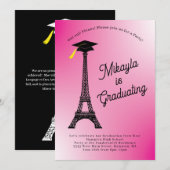 Franse opgraafpartij Eiffel Tower Pink Kaart (Voorkant / Achterkant)