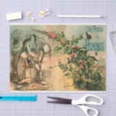 Franse  paarden, vrouwen, ontkoppeling van Floral Tissuepapier (Craft)