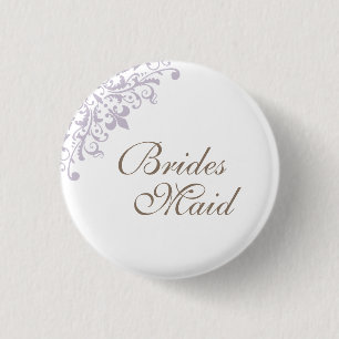 Franse Paarse Fleur de Lis Script Bruidsmeisje Ronde Button 3,2 Cm
