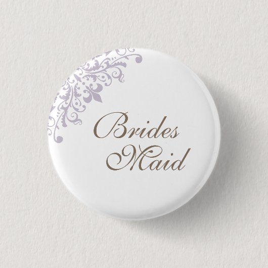 Franse Paarse Fleur de Lis Script Bruidsmeisje Ronde Button 3,2 Cm (Voorkant)