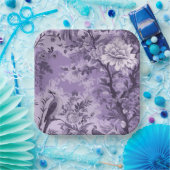 -Franse Paarse Toile Fleurie Papieren Bordje (Feest)