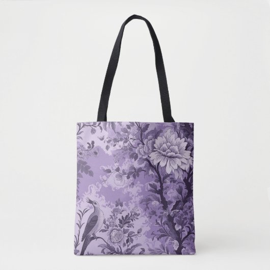 -Franse Paarse Toile Fleurie Tote Bag (Voorkant)