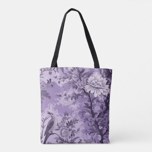 -Franse Paarse Toile Fleurie Tote Bag (Achterkant)