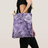 -Franse Paarse Toile Fleurie Tote Bag (Dichtbij)