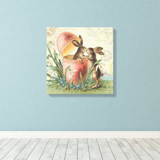  Franse paasbunnies Canvas Afdruk (Insitu (Houten vloer))