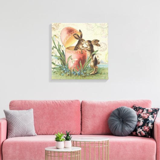  Franse paasbunnies Canvas Afdruk (Insitu (Woonkamer))