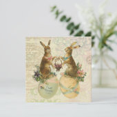  Franse paasbunnies Feestdagenkaart (Staand voorkant)