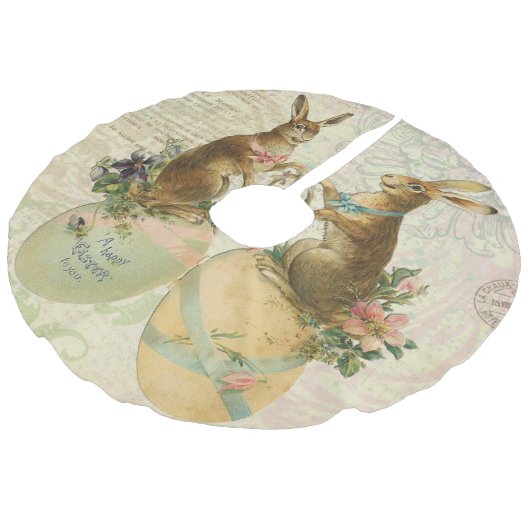 Franse paasbunnies Imitatie Linnen Kerstboom Kleed (Gekanteld)