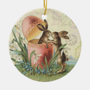  Franse paasbunnies Keramisch Ornament