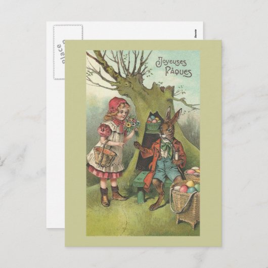 Franse paashaas met pijpleiding feestdagenkaart (Voorkant / Achterkant)