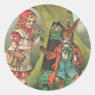 Franse paashaas met  pijpleiding ronde sticker